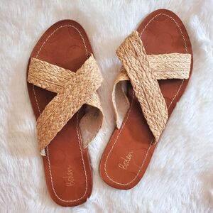 NWOT Boden Lizzie Sandals - Natural Woven Raffia Slides 41 9.5